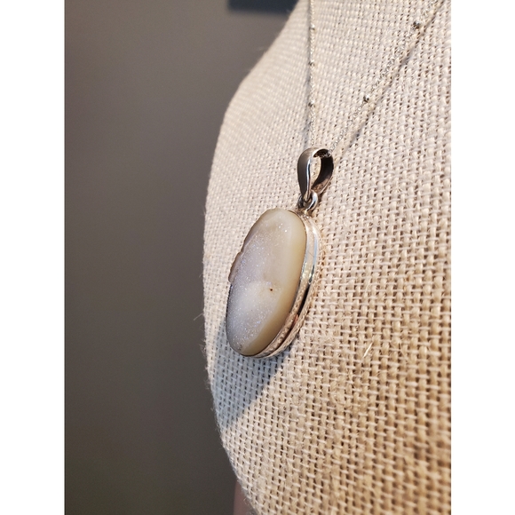 Sterling Silver 925 Large Druzy Pendant - Picture 4 of 7